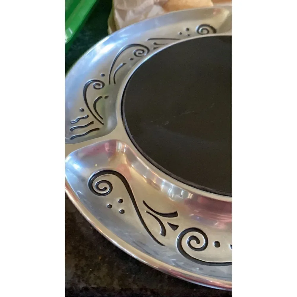 Lenox Spyro Metal Cheese and Cracker Marble Plate